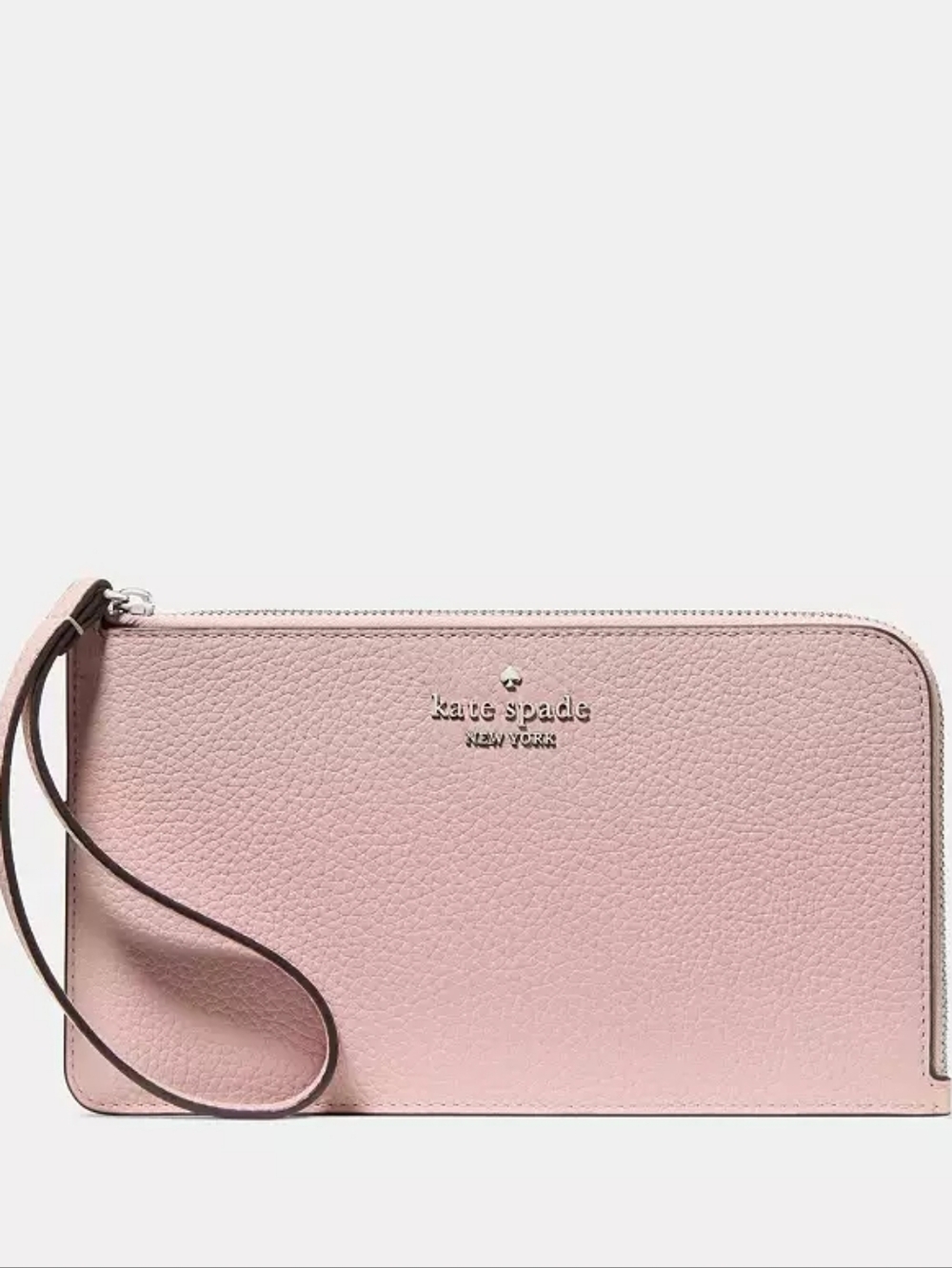 NWT Kate Spade Lucy Pebbled Leather Wristlet with Detachable Strap In Tutu Pink